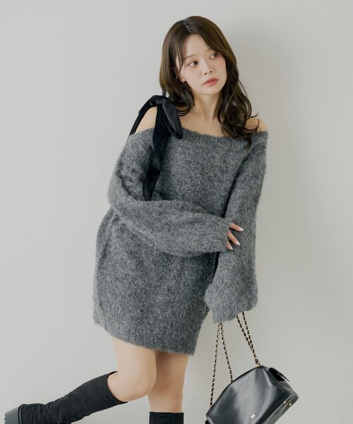 Chico（チコ）の「【REVIVAL/WEB限定】ベロアリボンシャギーワンピース（ワンピース・レディース・ブラウン/ホワイト系その他3/ブラウン系その他3/グレー系その他3/アイボリー・FREE）」の9枚目の写真