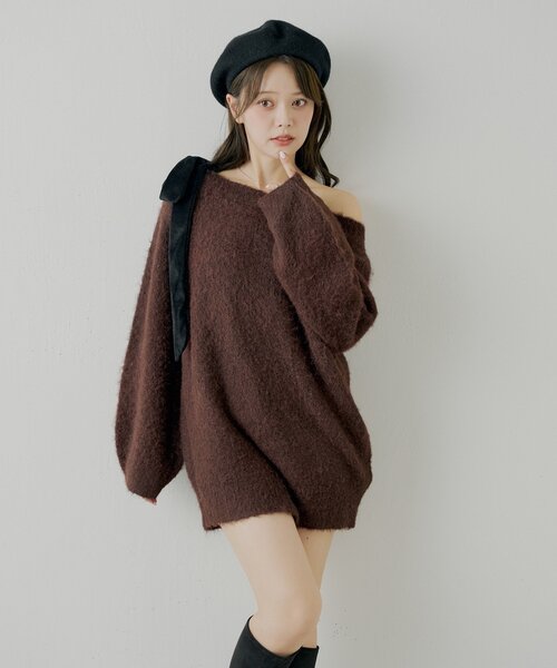 Chico（チコ）の「【REVIVAL/WEB限定】ベロアリボンシャギーワンピース（ワンピース・レディース・ブラウン/ホワイト系その他3/ブラウン系その他3/グレー系その他3/アイボリー・FREE）」の11枚目の写真