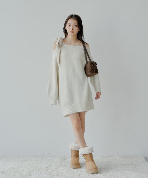 Chico（チコ）の「【REVIVAL/WEB限定】ベロアリボンシャギーワンピース（ワンピース・レディース・ブラウン/ホワイト系その他3/ブラウン系その他3/グレー系その他3/アイボリー・FREE）」の14枚目の写真