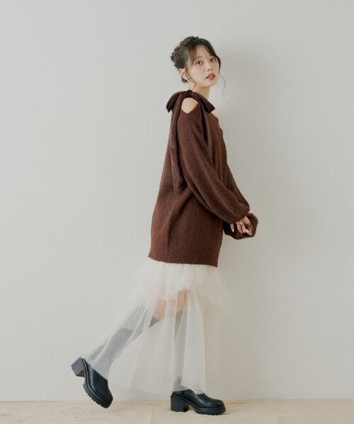 Chico（チコ）の「【REVIVAL/WEB限定】ベロアリボンシャギーワンピース（ワンピース・レディース・ブラウン/ホワイト系その他3/ブラウン系その他3/グレー系その他3/アイボリー・FREE）」の18枚目の写真