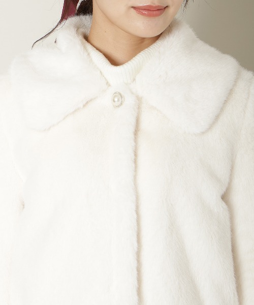 ステンカラーエコファーショートジャケット（ブルゾン