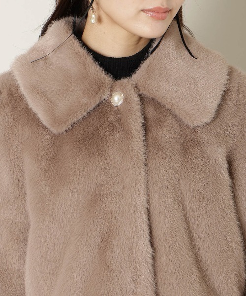 ステンカラーエコファーショートジャケット（ブルゾン