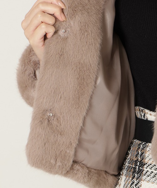 ステンカラーエコファーショートジャケット（ブルゾン