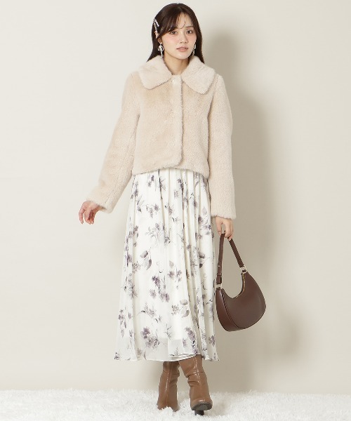 ステンカラーエコファーショートジャケット（ブルゾン