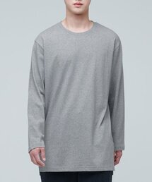 レイヤードクルーネック長袖Tシャツ_ロング丈 [ミディアムグレー]