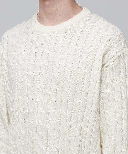 MUSINSA STANDARD(ムシンサスタンダード)の「ケーブルクルーネックニット【クリーム】(ニット/セーター・メンズ・その他・SMALL/MEDIUM/LARGE/X-LARGE/XX-LARGE)」の8枚目の写真