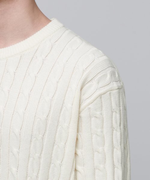MUSINSA STANDARD(ムシンサスタンダード)の「ケーブルクルーネックニット【クリーム】(ニット/セーター・メンズ・その他・SMALL/MEDIUM/LARGE/X-LARGE/XX-LARGE)」の9枚目の写真