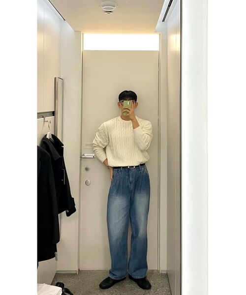 MUSINSA STANDARD(ムシンサスタンダード)の「ケーブルクルーネックニット【クリーム】(ニット/セーター・メンズ・その他・SMALL/MEDIUM/LARGE/X-LARGE/XX-LARGE)」の13枚目の写真