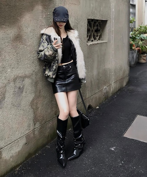 shopnikoniko(ショップニコニコ)の「カモフラージュ ジャケット 迷彩 カモフラ アウター ブルゾン ファー フェイクファー ミリタリ Y2K パーカー カービングジャケット(ミリタリージャケット・レディース・カモフラージュ・フリー)」の5枚目の写真