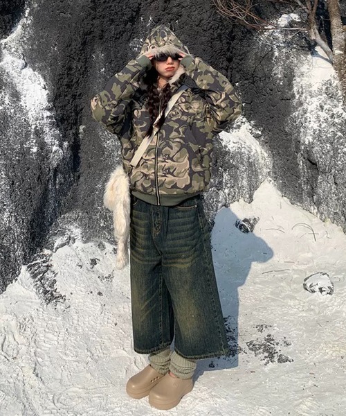 y2k⭐︎ファージャケット　迷彩　カモフラージュ y2k 迷彩ファージャケットカモフラージュファージャケット