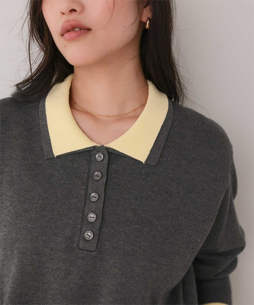 titivate(ティティベイト)の「ダブルカラーデザインニット(ニット/セーター・レディース・ダークブラウン/レッド/チャコール/グレー・S/M/L)」の11枚目の写真