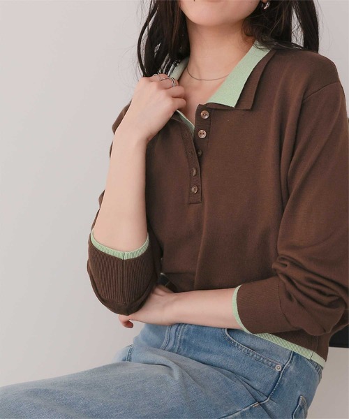titivate(ティティベイト)の「ダブルカラーデザインニット(ニット/セーター・レディース・ダークブラウン/レッド/チャコール/グレー・S/M/L)」の16枚目の写真