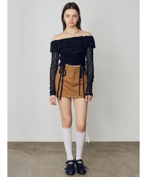 EMODA（エモダ）の「オフショルダーギャザートップ（Tシャツ/カットソー・レディース・ブラック/グレー/ネイビー・FREE）」の8枚目の写真