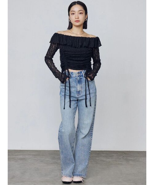 EMODA（エモダ）の「オフショルダーギャザートップ（Tシャツ/カットソー・レディース・ブラック/グレー/ネイビー・FREE）」の12枚目の写真