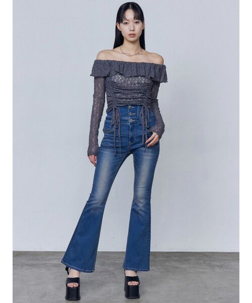 EMODA（エモダ）の「オフショルダーギャザートップ（Tシャツ/カットソー・レディース・ブラック/グレー/ネイビー・FREE）」の19枚目の写真