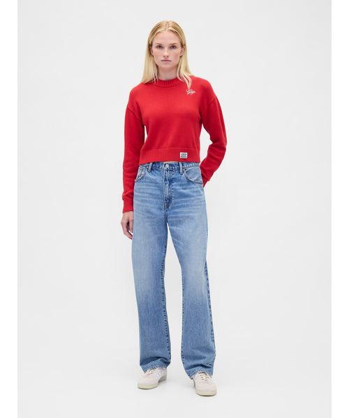 GAP(ギャップ)の「Gapロゴ リラックスフィット クロップド クルーネックセーター(ニット/セーター・レディース・ブラック/アイボリー/レッド/ライトグレー・S/L/XS/XXS/XL/M)」の11枚目の写真