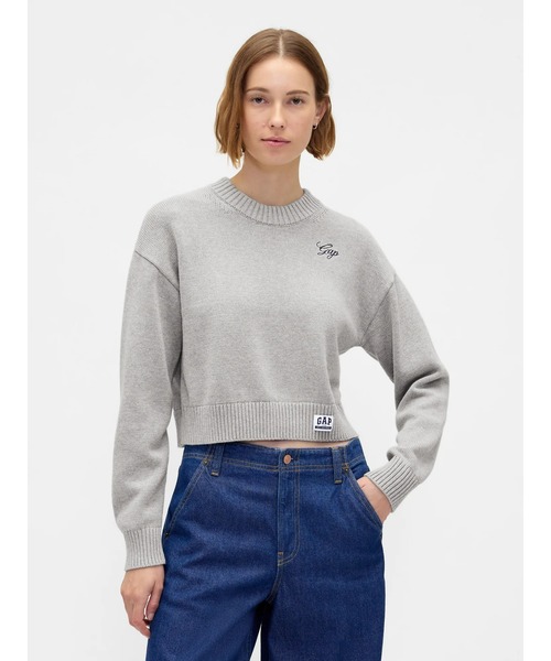 GAP(ギャップ)の「Gapロゴ リラックスフィット クロップド クルーネックセーター(ニット/セーター・レディース・ブラック/アイボリー/レッド/ライトグレー・S/L/XS/XXS/XL/M)」の4枚目の写真