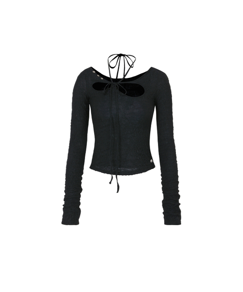 PAIN OR PLEASURE(ペインオアプレジャー)の「WRINKLED ORCHID TOP black(Tシャツ/カットソー・レディース・その他・SMALL/MEDIUM)」の1枚目の写真