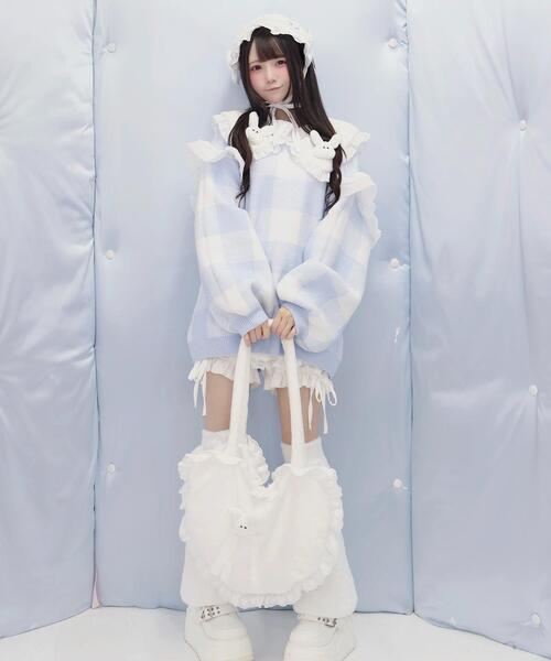 Whinny（ホワイニー）の「Whinny/ゆきうさぎ観覧車（トートバッグ・レディース・ホワイト/ブラック・FREE）」の4枚目の写真