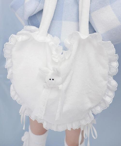 Whinny（ホワイニー）の「Whinny/ゆきうさぎ観覧車（トートバッグ・レディース・ホワイト/ブラック・FREE）」の5枚目の写真