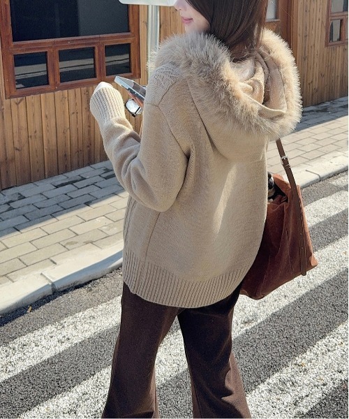 gossip!ロサンゼルス(ゴシップロサンゼルス)の「2WAYファー フードニットパーカー Y2K(パーカー・レディース・ダークブラウン・M)」の21枚目の写真