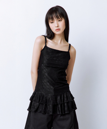 Star Pattern Mesh Layered Dress Black