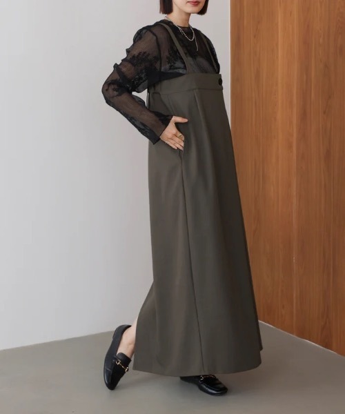 Bou Jeloud（ブージュルード）の「ラップアクセントボタンワンピース（ジャンパースカート・レディース・ブラウン/ブラック/グレー・FREE）」の3枚目の写真