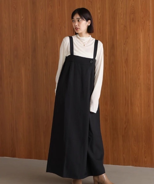 Bou Jeloud（ブージュルード）の「ラップアクセントボタンワンピース（ジャンパースカート・レディース・ブラウン/ブラック/グレー・FREE）」の4枚目の写真