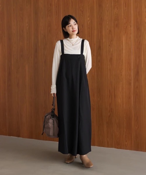 Bou Jeloud（ブージュルード）の「ラップアクセントボタンワンピース（ジャンパースカート・レディース・ブラウン/ブラック/グレー・FREE）」の9枚目の写真