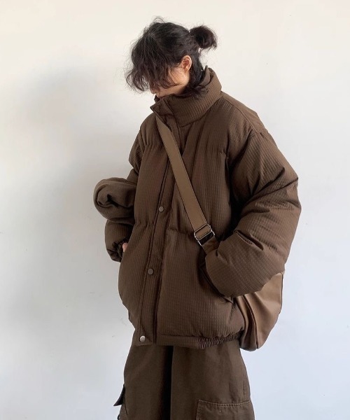 セール】ワッフル生地 中綿ビッグダウンジャケット（ブルゾン