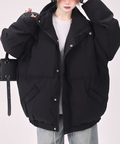 セール】ワッフル生地 中綿ビッグダウンジャケット（ブルゾン