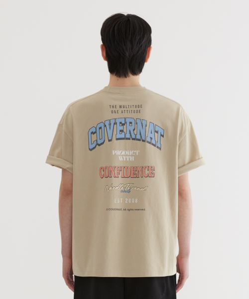 COVERNAT(カバーナット)の「マルチロゴタイポグラフィックTシャツBeige(Tシャツ/カットソー・レディース・その他・X-SMALL/SMALL/MEDIUM/LARGE/X-LARGE/XX-LARGE)」の1枚目の写真