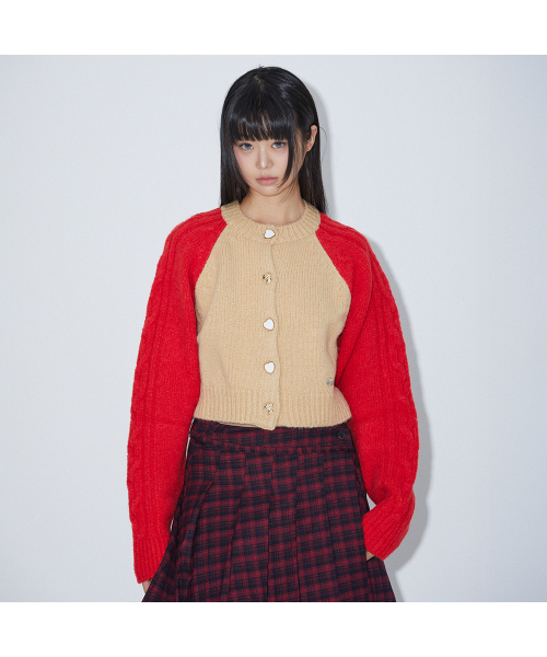 COLOR BLOCK KNIT CARDIGAN BEIGE BP4KG001