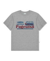 ビンテージブランクプリント半袖Tシャツメランジグレー