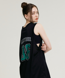 LAZYBEE（レイジービー）の「マッスルメッシュジャージオーバーサイズWノースリーブタンクトップブラック（Tシャツ/カットソー）」