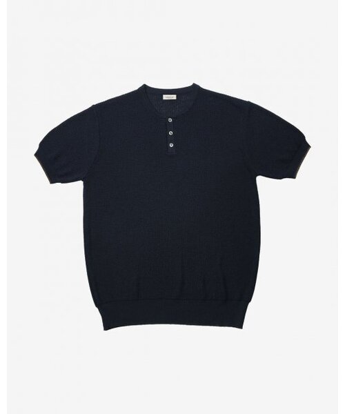 Texture Henly neck Knit (navy)
