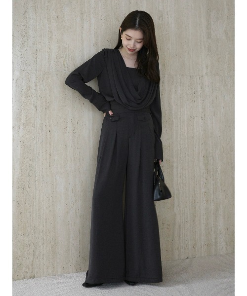 anuans（アニュアンス）の「パウダーサテンワイドパンツ（スラックス・レディース・チャコールグレー/ホワイト系その他/カーキブラウン・MEDIUM/SMALL）」の19枚目の写真