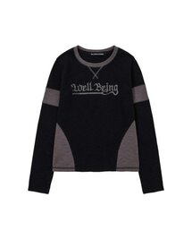 Melange Color Block Top Black
