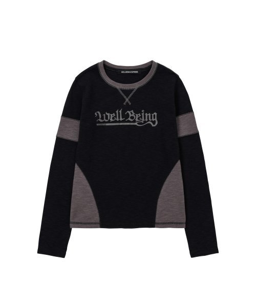 WELLBEING EXPRESS(ウェルビーイングエクスプレス)の「Melange Color Block Top Black(Tシャツ/カットソー・レディース・その他・SMALL)」の1枚目の写真