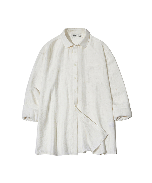 COSTUME O’CLOCK（コスチュームオクロック）の「リネンリラックスフィットロングスリーブシャツ5カラーCOOSSH193（シャツ/ブラウス・レディース・ライトブルー/ネイビー/グレー/アイボリー/ライトベージュ・SMALL/MEDIUM/LARGE）」の2枚目の写真