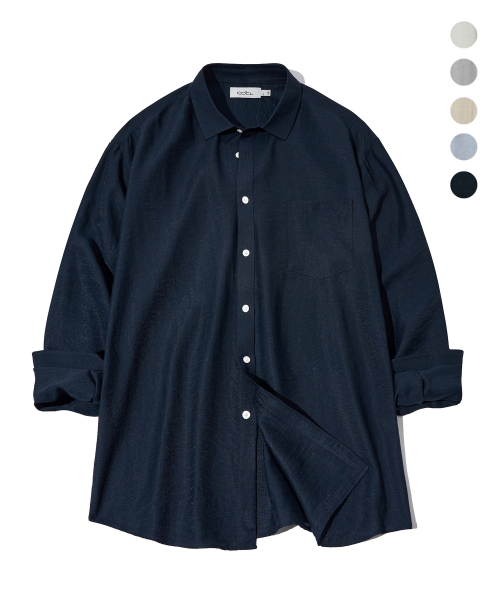 COSTUME O’CLOCK（コスチュームオクロック）の「リネンリラックスフィットロングスリーブシャツ5カラーCOOSSH193（シャツ/ブラウス・レディース・ライトブルー/ネイビー/グレー/アイボリー/ライトベージュ・SMALL/MEDIUM/LARGE）」の9枚目の写真