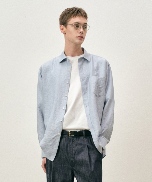 COSTUME O’CLOCK（コスチュームオクロック）の「リネンリラックスフィットロングスリーブシャツ5カラーCOOSSH193（シャツ/ブラウス・レディース・ライトブルー/ネイビー/グレー/アイボリー/ライトベージュ・SMALL/MEDIUM/LARGE）」の12枚目の写真