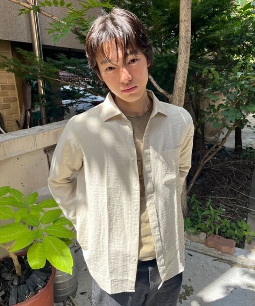 COSTUME O’CLOCK（コスチュームオクロック）の「リネンリラックスフィットロングスリーブシャツ5カラーCOOSSH193（シャツ/ブラウス・メンズ・ライトブルー/ネイビー/グレー/アイボリー/ライトベージュ・SMALL/MEDIUM/LARGE）」の19枚目の写真