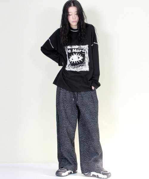 DEMARC（ドゥマーク）の「サイドワンタックレオパードリアルワイドパンツブラック（その他パンツ・レディース・その他・MEDIUM/LARGE）」の4枚目の写真