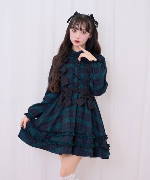 Honey Cinnamon（ハニーシナモン）の「リボンハーネスセットワンピース（ワンピース・レディース・ダークグレー/ダークグリーン・FREE）」の20枚目の写真