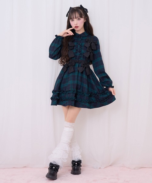 Honey Cinnamon（ハニーシナモン）の「リボンハーネスセットワンピース（ワンピース・レディース・ダークグレー/ダークグリーン・FREE）」の21枚目の写真