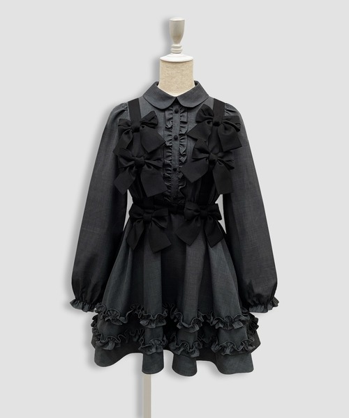 Honey Cinnamon（ハニーシナモン）の「リボンハーネスセットワンピース（ワンピース・レディース・ダークグレー/ダークグリーン・FREE）」の10枚目の写真