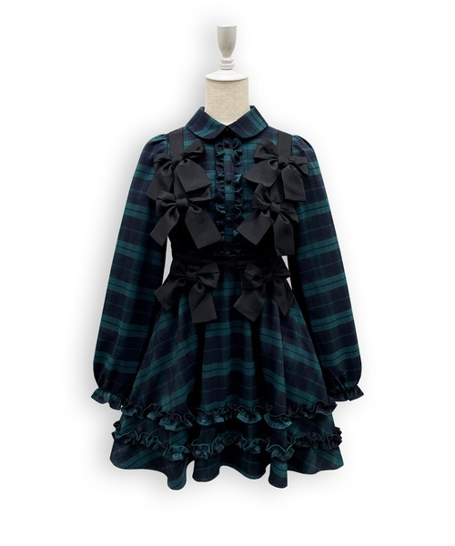 Honey Cinnamon(ハニーシナモン)の「リボンハーネスセットワンピース(ワンピース・レディース・ダークグレー/ダークグリーン・FREE)」の16枚目の写真