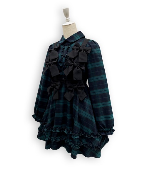 Honey Cinnamon(ハニーシナモン)の「リボンハーネスセットワンピース(ワンピース・レディース・ダークグレー/ダークグリーン・FREE)」の18枚目の写真