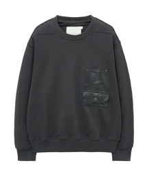 LEATHER FLAP POCKET SWEATSHIRT (CHARCOAL)